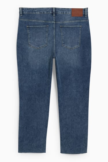 Women - Cropped jeans - high waist - straight fit - LYCRA® - blue denim