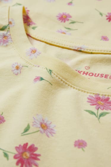 Dámské - CLOCKHOUSE - tričko - s květinovým vzorem - světle žlutá