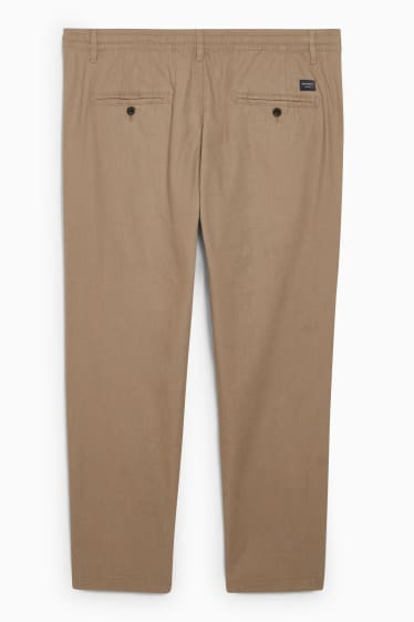 Pánské - Kalhoty chino - tapered fit - lněná směs - světle hnědá