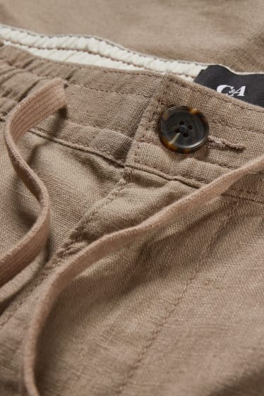 Men - Chinos - tapered fit - linen blend - light brown