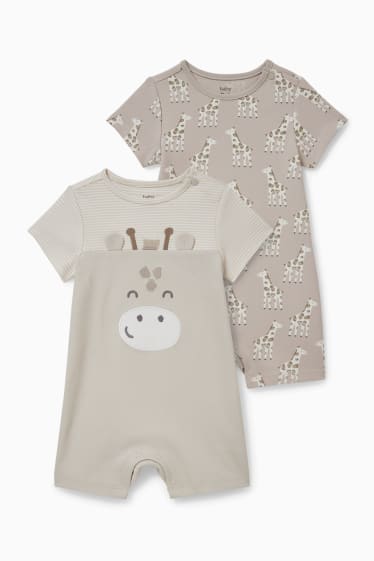 Unisexe - Lot de 2 - pyjamas courts pour bébé - beige chiné
