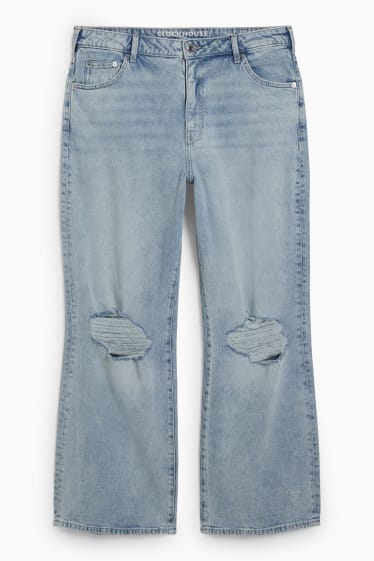 Dámské - CLOCKHOUSE - wide leg jeans - high waist - džíny - světle modré