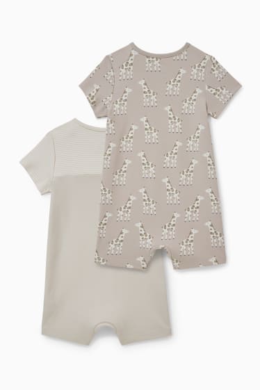 Bébés - Lot de 2 - pyjamas courts pour bébé - beige chiné