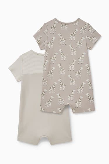 Unisexe - Lot de 2 - pyjamas courts pour bébé - beige chiné