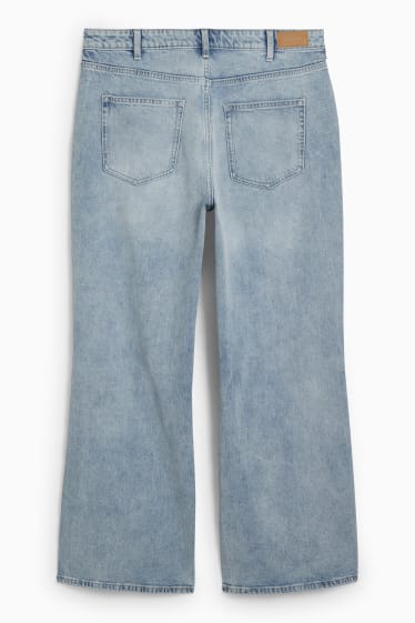 Women - CLOCKHOUSE - wide leg jeans - high waist - denim-light blue