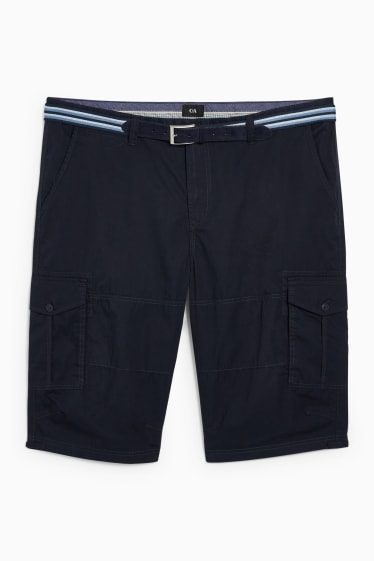 Home - Pantalons curts cargo amb cinturó - regular fit - blau fosc