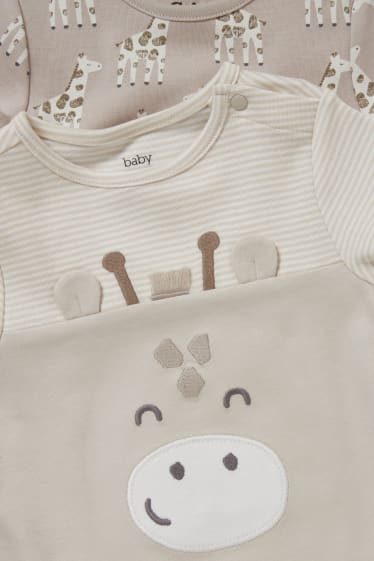 Bébés - Lot de 2 - pyjamas courts pour bébé - beige chiné