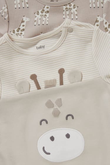 Unisexe - Lot de 2 - pyjamas courts pour bébé - beige chiné