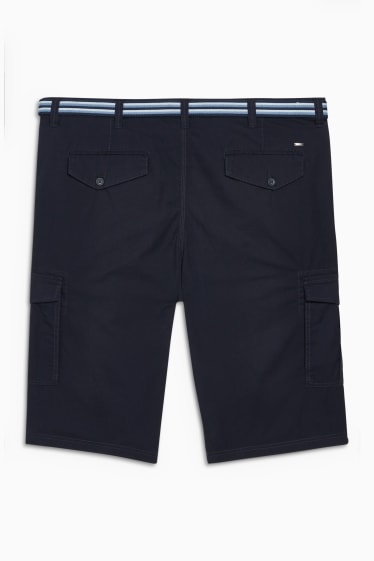 Home - Pantalons curts cargo amb cinturó - regular fit - blau fosc