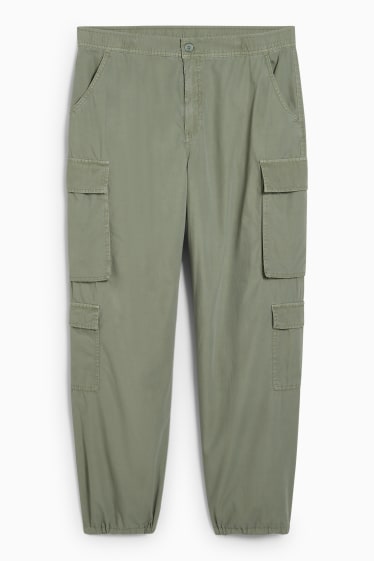 Women - CLOCKHOUSE - cargo trousers - mid-rise waist - relaxed fit - green