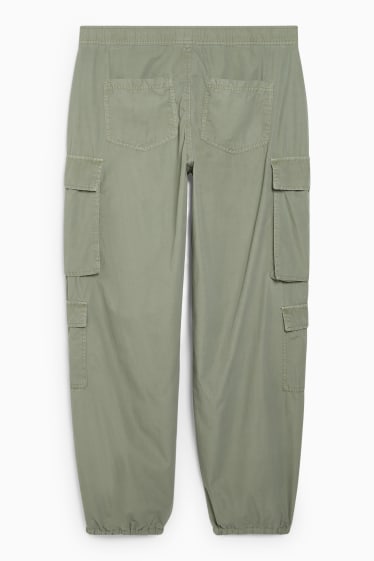 Dospívající a mladí - CLOCKHOUSE - cargo kalhoty - mid waist - relaxed fit - zelená