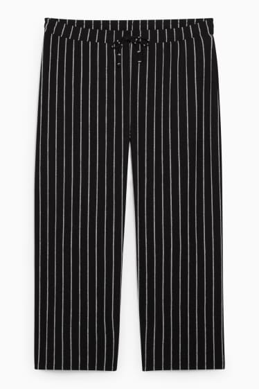 Femmes - Pantalon de toile - high waist - wide leg - à rayures - noir