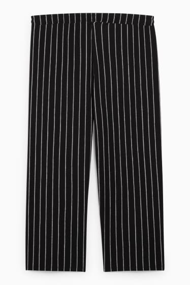 Femei - Pantaloni de stofă - talie înaltă - wide leg - cu dungi - negru