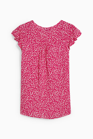 Donna - Blusa - a fiori - rosa scuro