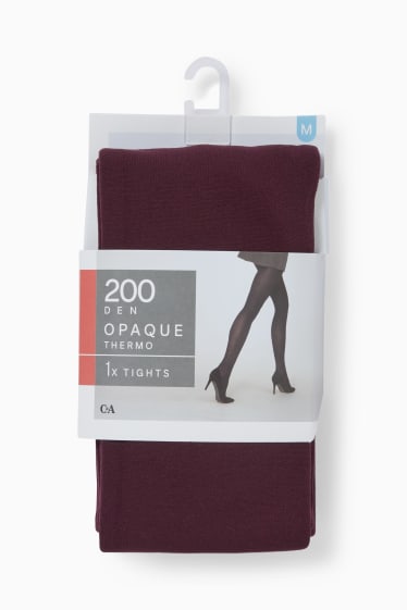 Women - Thermal tights - 200 denier - bordeaux