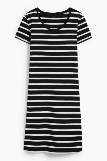 Donna - Vestito a t-shirt basic - a righe - nero / bianco