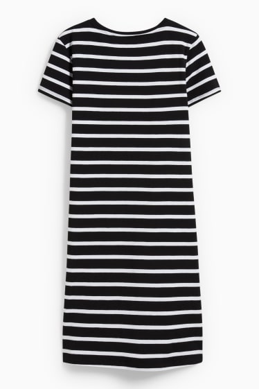 Donna - Vestito a t-shirt basic - a righe - nero / bianco
