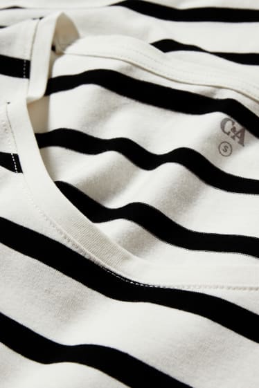 Dámské - Tričkové šaty basic - pruhované - bílá/černá