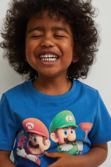 Kinder Jungen - Multipack 5er - Super Mario - 2 Tops und 3 Kurzarmshirts - dunkelblau