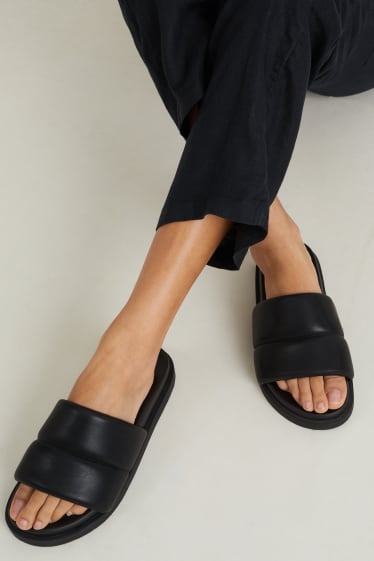 Damen - Sandalen - Lederimitat - schwarz