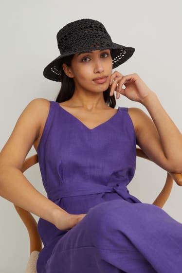 Femei - Salopetă de in - violet