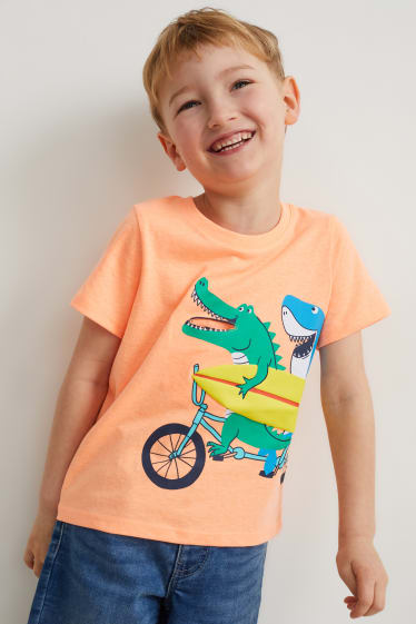 Kinderen - Set van 2 - T-shirt - neon oranje