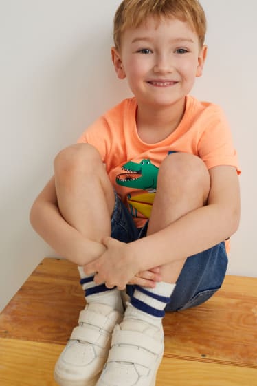 Kinderen: jongens - Set van 2 - T-shirt - neon oranje