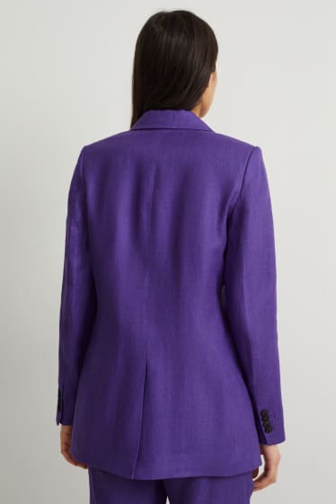 Dames - Linnen blazer - regular fit - paars