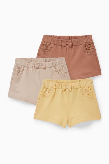 Bébés - Lot de 3 - shorts en molleton pour bébé - beige