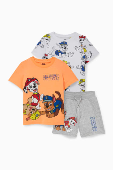 Kinderen - PAW Patrol - set - 2 T-shirts en shorts - 3-delig - wit