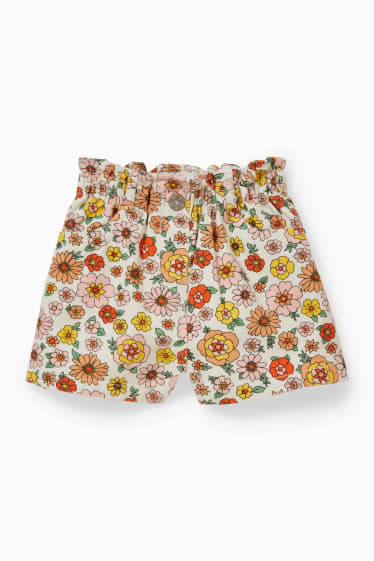 Kinderen - Shorts - gebloemd - crème wit