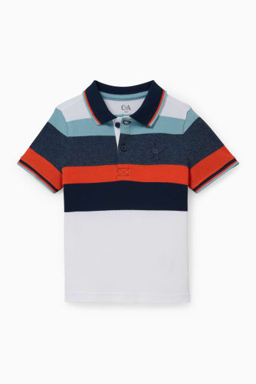 Children - Dinosaur - polo shirt - striped - dark blue