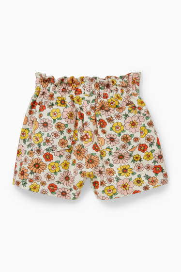 Kinderen - Shorts - gebloemd - crème wit