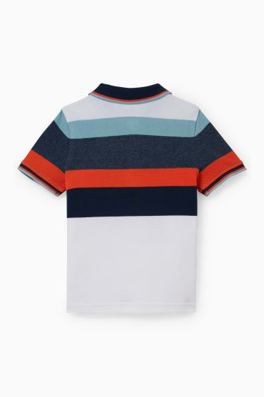 Children - Dinosaur - polo shirt - striped - dark blue