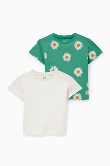 Enfants filles - Lot de 2 - T-shirts - blanc / vert