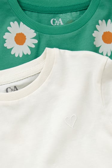 Kinderen - Set van 2 - T-shirt - wit / groen