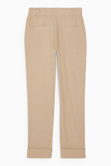 Women - Cloth trousers - high waist - tapered fit - linen blend - beige
