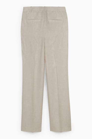 Dames - Linnen business-broek - high waist - straight fit - licht beige