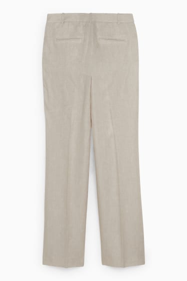 Femmes - Pantalon de lin de bureau - high waist - coupe droite - beige clair
