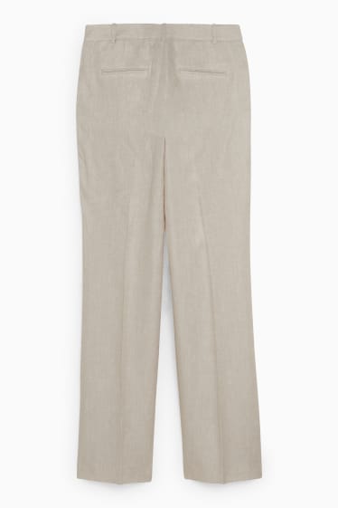 Damen - Business-Leinenhose - High Waist - Straight Fit - hellbeige