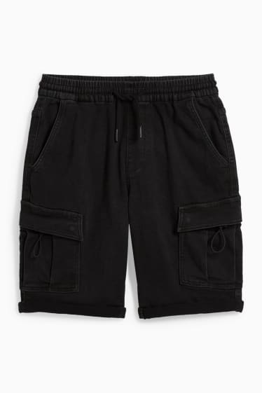 Uomo - Shorts cargo di jeans - Flex jog denim - nero