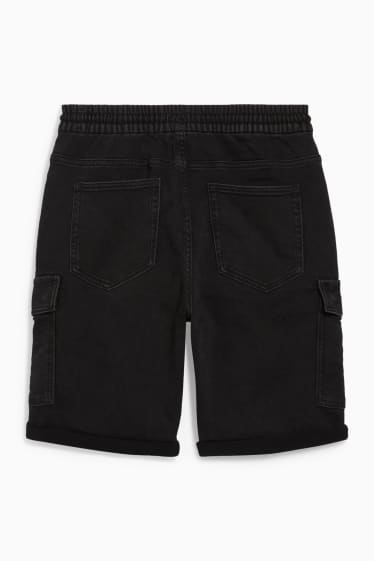 Uomo - Shorts cargo di jeans - Flex jog denim - nero