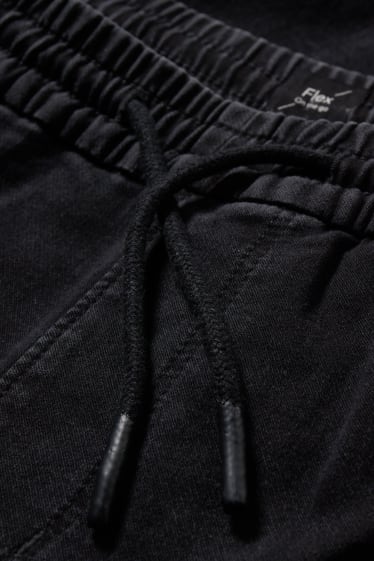 Men - Denim cargo shorts - flex jog denim - black