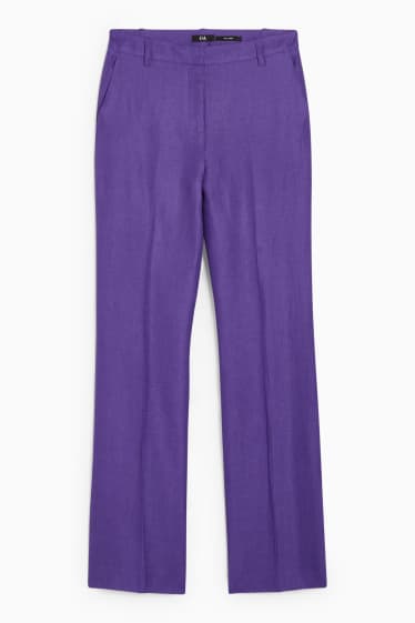 Donna - Pantaloni di lino business - vita alta - straight fit - porpora