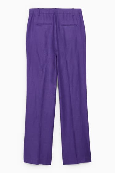 Donna - Pantaloni di lino business - vita alta - straight fit - porpora