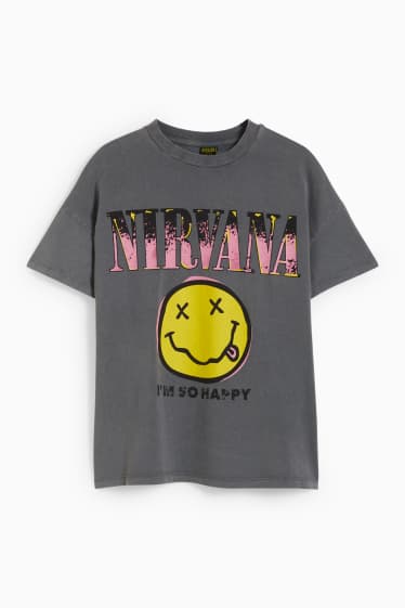 Nastolatki - CLOCKHOUSE - T-shirt - Nirvana - szary
