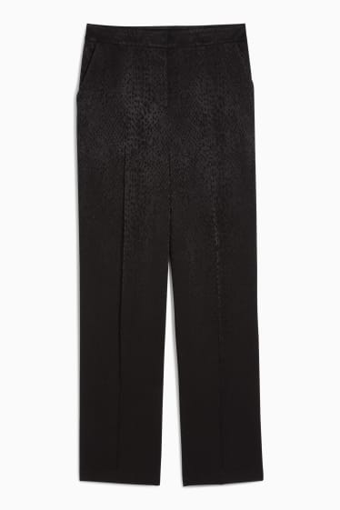 Women - Cloth trousers - high waist - wide leg - black