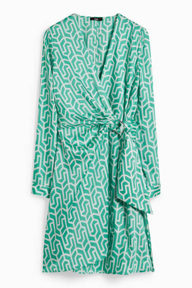Women - Wrap dress - patterned - green
