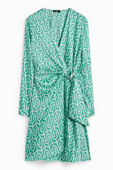 Femmes - Robe croisée - à motif - vert