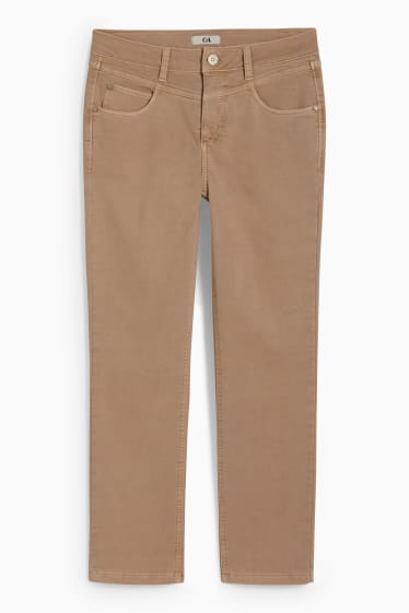 Femmes - Pantalon - high waist - slim fit - beige